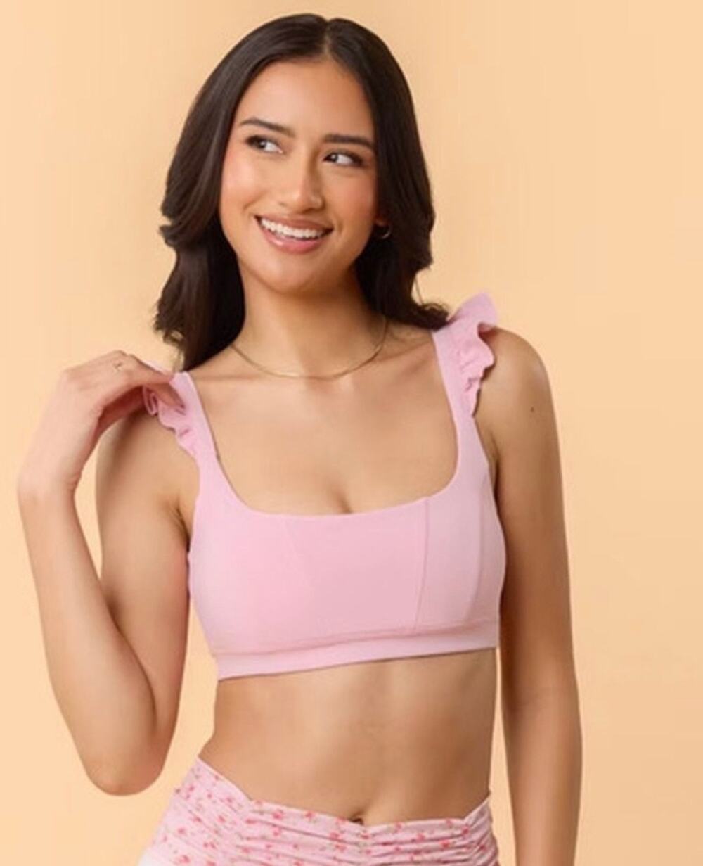 NWT Ladies Blogilates Light Pink Ruffle Corset Bra - 1X